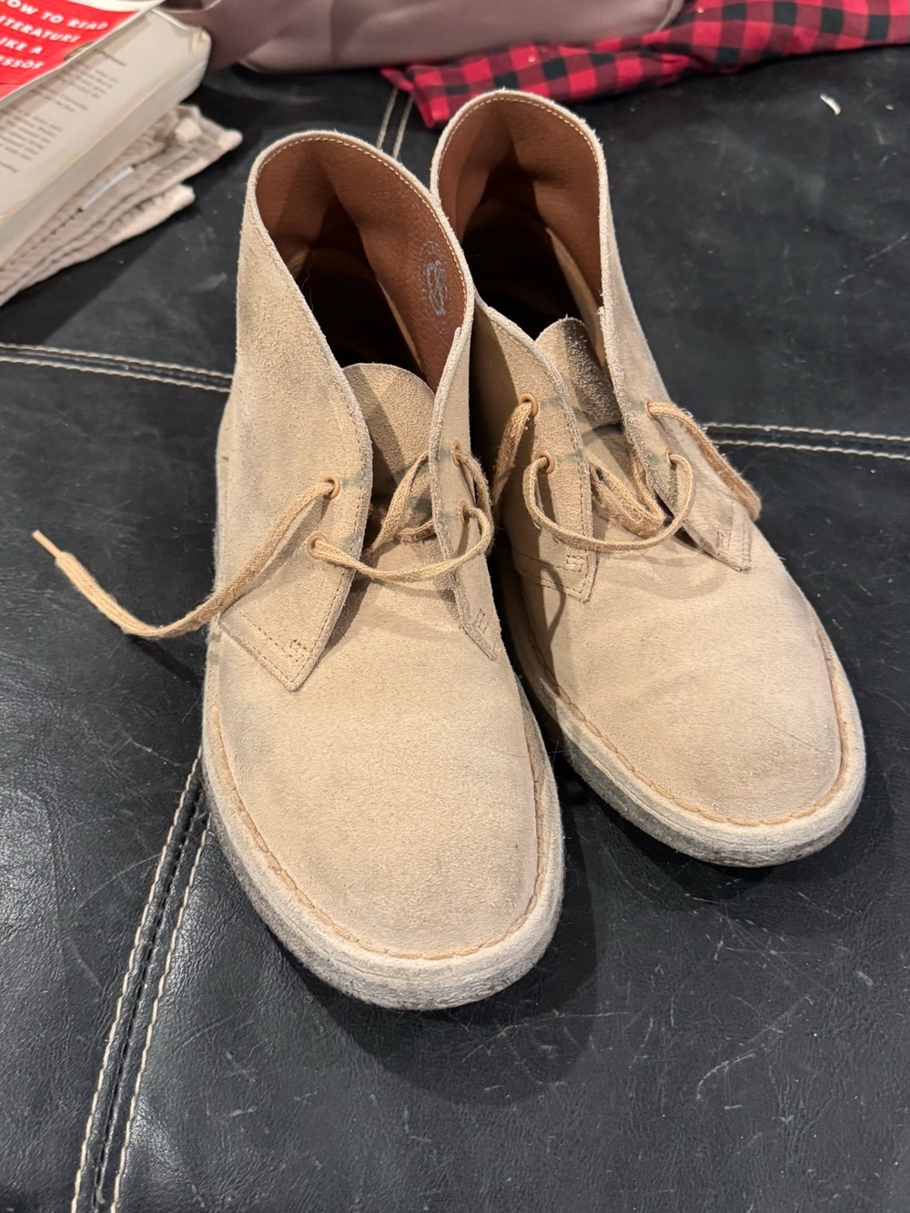 Clarks Beige Suede Desert Booties